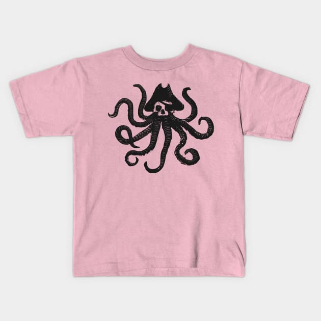 The black octopus pirate Kids T-Shirt by colatudo